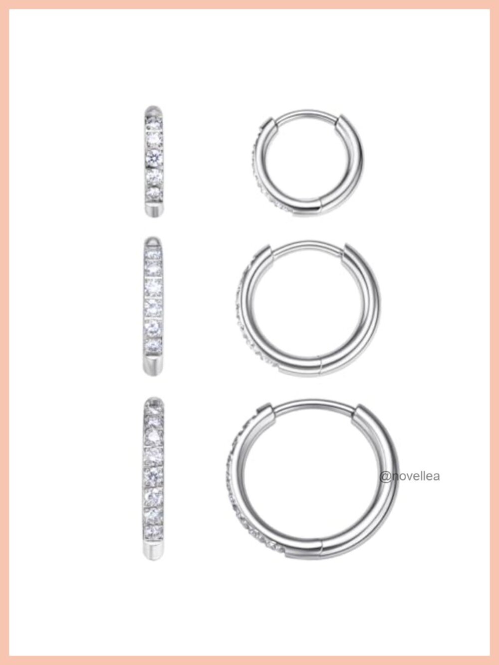 Moissanite Huggie Hoop Earrings for Women 3-Pair Set Hypoallergenic Titanium